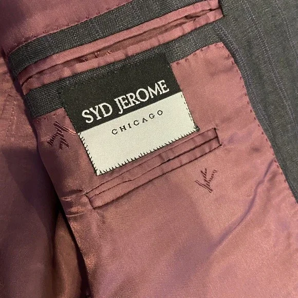 ISAIA Napoli 100% Wool 120’s Sport Coat Blazer In Gray Purple Stripe US 38 EU 48
